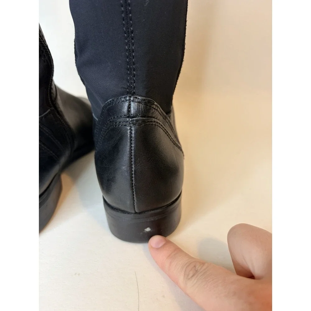 Aldo Aahliyah Black Leather Over The Knee Faux Zip Boots Size 8‎ (Elastic Back)